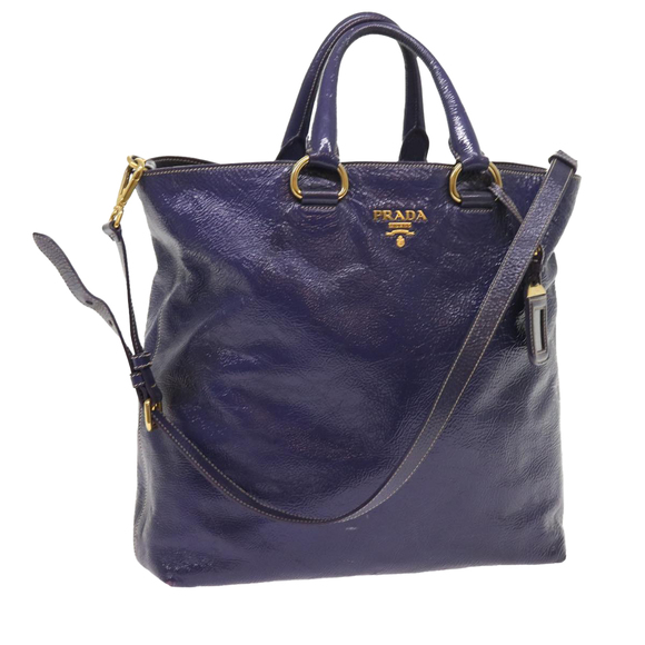 PRADA Hand Bag Enamel 2way Purple Auth 56587 - Picture 1 of 16